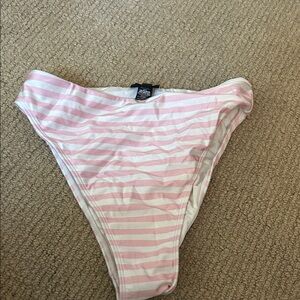 La Hearts Pink and White Striped Bikini Bottom